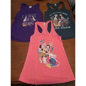 3 Disney Tanks Minnie S Pink All My Friends Dogs Blue Small I Love My Dog Purple